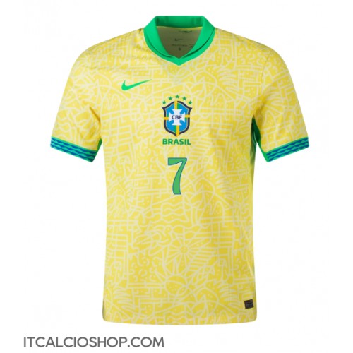 Brasile Vinicius Junior #7 Prima Maglia Copa America 2024 Manica Corta Brasile Vinicius Junior #7 Prima Maglia Copa America 2024 Manica Corta